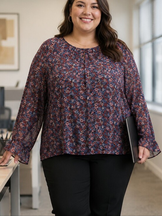 Gilli Tops - Gilli Floral Shear Sleeve Keyhole Back Tunic Blouse. NWT